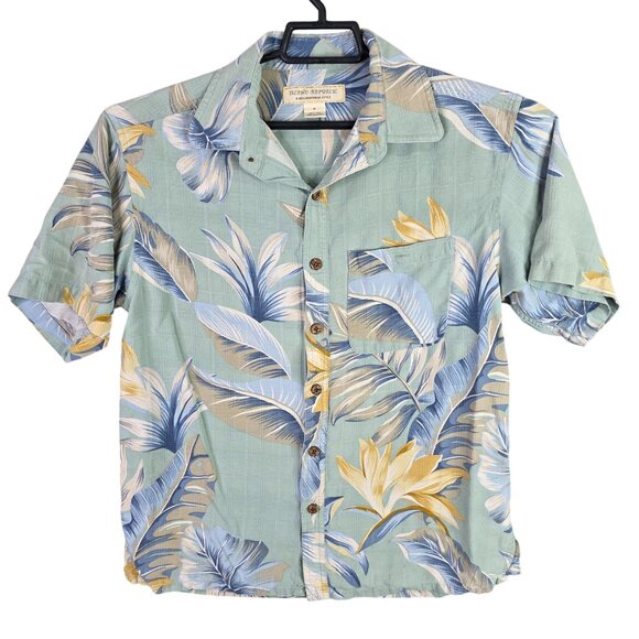 Mens Island Republic Hawaiian 100% Silk Floral Shirt Button Up Short Sleeve M - Picture 1 of 6